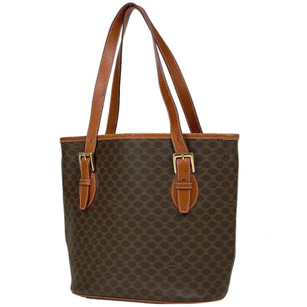 Celine Macadam tote bag shoulder bucket logo all over canvas brown